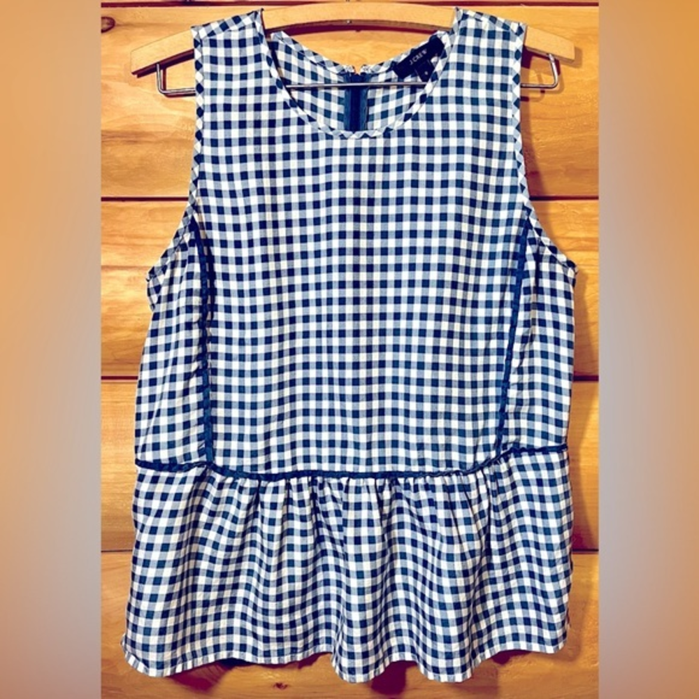 J. Crew Tank Top. Navy Gingham.‎ Ladies size Medium